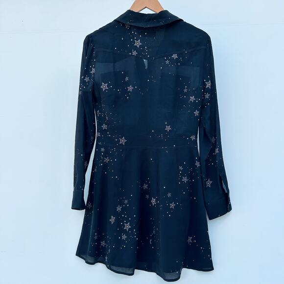 A.L.C. Pedro Carmen Collared Mini Dress Celestial Stars Witchy Black 8 Moons - Picture 4 of 11